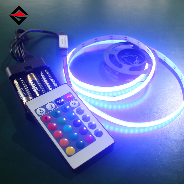 5v RGB Cob LED Strip na may USB 24-Key Remote Control at Battery Box