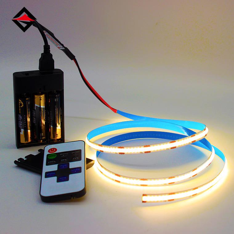 COB light strip na may set ng kahon ng baterya ng USB controller